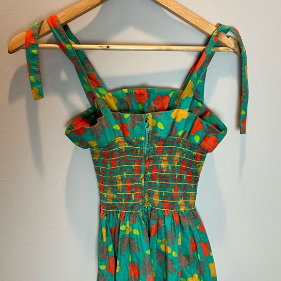 Handmade Vintage Green Floral Dress - Picture 5 of 6